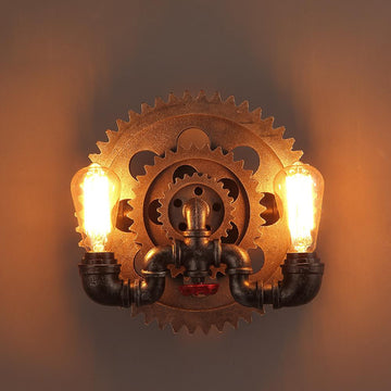 Retro Industrial Wall Sconce,New Rustic 2-Light E26 Edison Light Fixture,with Water Pipe